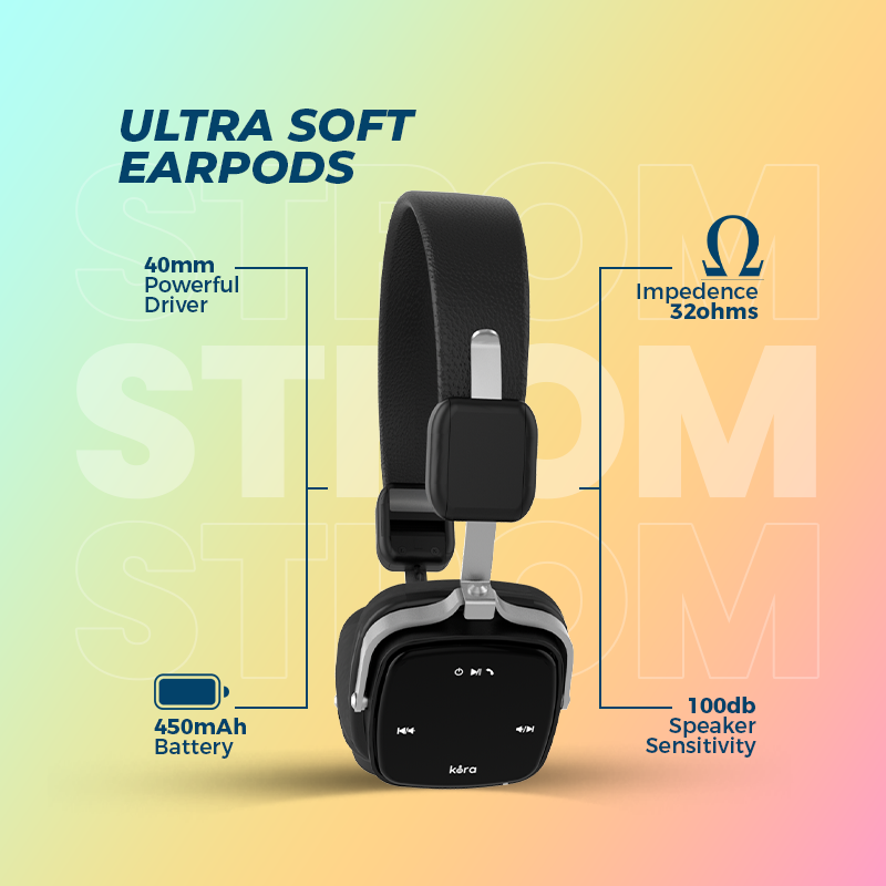 Kora Strom Premium Bluetooth Headphones – Voice Assistant, Noise-Cancelling, Long Battery Life, and Crystal-Clear Sound