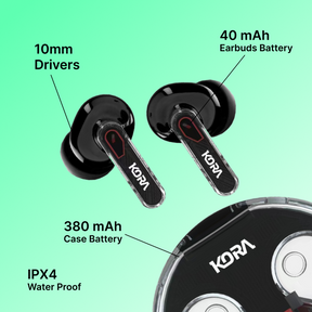 Kora Zenpods Pro Wireless Earbuds with 10mm drivers, 40 Hours Playback, ANC, Type C Fast Charging